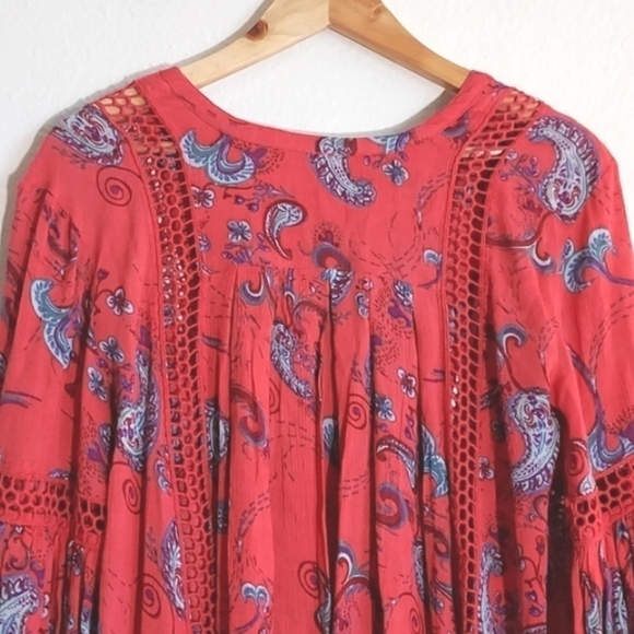 Free People Just The Two Of Us Printed Tunic Pink/Red Size Small - Picture 7 of 16